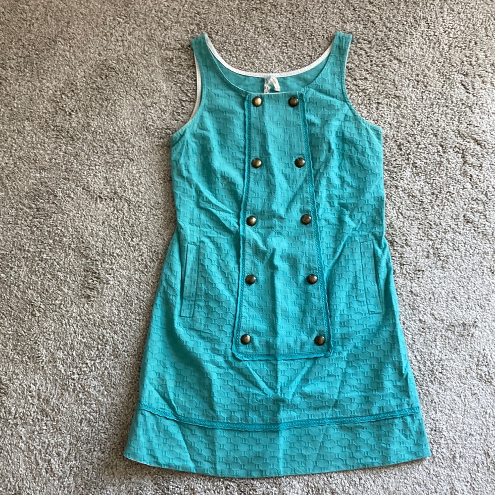 Anthro Maeve Aqua Mini Dress